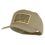USA Gold Flag Veteran Patched Solid Cotton Twill 5 Panel Prostyle Snap Cap - Khaki OSFM