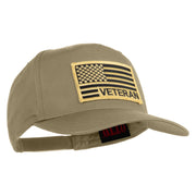USA Gold Flag Veteran Patched Solid Cotton Twill 5 Panel Prostyle Snap Cap - Khaki OSFM