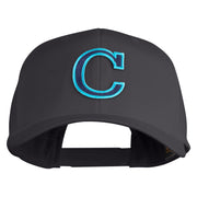 Large C Patched Retro Cotton Blend Snapback Cap - Charcoal OSFM