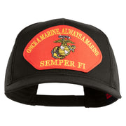 Once a Marine Always a Marine Semper Fi Red Patched Solid Cotton Twill Mesh Prostyle Cap - Charcoal OSFM