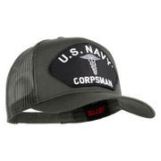 U.S. Navy Corpsman Patched Solid Cotton Twill Mesh Prostyle Cap - Grey OSFM