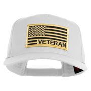 USA Gold Flag Veteran Patched Solid Cotton Twill 5 Panel Prostyle Snap Cap - White OSFM