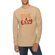 Take It Easy Graphic Long Sleeve Crewneck Tee - Mushroom XS