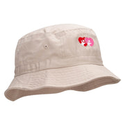 Couple Heart Embroidered Bucket Hat - Khaki OSFM