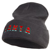 Most Likely to Wait All Night for Santa Embroidered 12 inch Acrylic Cuffed Long Beanie - Charcoal OSFM