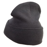 Most Likely to Wait All Night for Santa Embroidered 12 inch Acrylic Cuffed Long Beanie - Charcoal OSFM