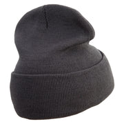 Most Likely to Wait All Night for Santa Embroidered 12 inch Acrylic Cuffed Long Beanie - Charcoal OSFM