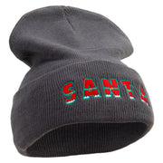 Most Likely to Wait All Night for Santa Embroidered 12 inch Acrylic Cuffed Long Beanie - Charcoal OSFM