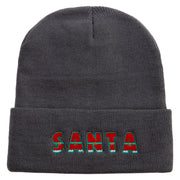 Most Likely to Wait All Night for Santa Embroidered 12 inch Acrylic Cuffed Long Beanie - Charcoal OSFM