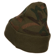 US Army Veteran Military Embroidered Camo Knit Long Beanie