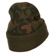 US Army Veteran Military Embroidered Camo Knit Long Beanie