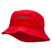 Xmas Embroidered Pigment Dyed Bucket Hat