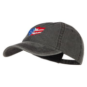 Wave Heart USA Flag Embroidered Washed Cap