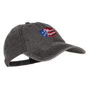 Wave Heart USA Flag Embroidered Washed Cap