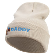 Holding Hand Daddy Embroidered 12 Inch Long Knitted Beanie - Birch OSFM