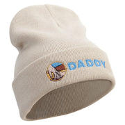 Holding Hand Daddy Embroidered 12 Inch Long Knitted Beanie - Birch OSFM