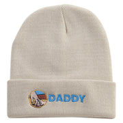 Holding Hand Daddy Embroidered 12 Inch Long Knitted Beanie - Birch OSFM