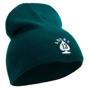 Lucky Thirteen Embroidered 8 inch Acrylic Short beanie - Dk-Green OSFM