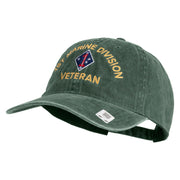 1st Marine Division Veteran Embroidered Washed Solid Pigment Dyed Cotton Twill Brass Buckle Cap - Dk-Green OSFM