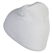 Turkey Face Embroidered 8 inch Acrylic Short Blank Beanie - White OSFM