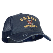 US Navy Veteran Military Embroidered Low Cotton Mesh Cap