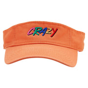 Crazy Embroidered Pro Style Cotton Twill Washed Visor - Orange OSFM