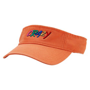 Crazy Embroidered Pro Style Cotton Twill Washed Visor - Orange OSFM