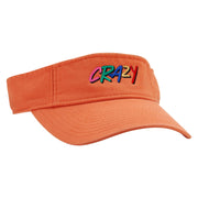 Crazy Embroidered Pro Style Cotton Twill Washed Visor - Orange OSFM