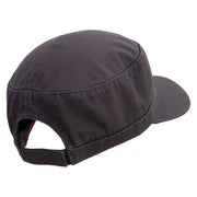 Stay Groovy Embroidered Garment Washed Adjustable Army Cap - Charcoal-Grey OSFM