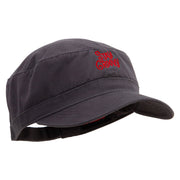 Stay Groovy Embroidered Garment Washed Adjustable Army Cap - Charcoal-Grey OSFM