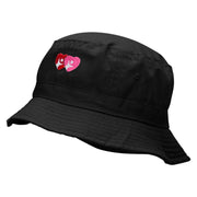 Couple Heart Embroidered Bucket Hat - Black OSFM