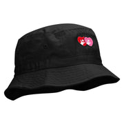 Couple Heart Embroidered Bucket Hat - Black OSFM