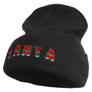 Most Likely to Wait All Night for Santa Embroidered 12 inch Acrylic Cuffed Long Beanie - Black OSFM