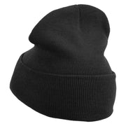 Most Likely to Wait All Night for Santa Embroidered 12 inch Acrylic Cuffed Long Beanie - Black OSFM