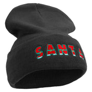 Most Likely to Wait All Night for Santa Embroidered 12 inch Acrylic Cuffed Long Beanie - Black OSFM