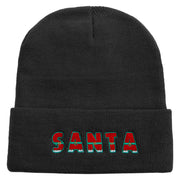 Most Likely to Wait All Night for Santa Embroidered 12 inch Acrylic Cuffed Long Beanie - Black OSFM