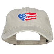 Wave Heart USA Flag Embroidered Washed Cap