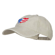 Wave Heart USA Flag Embroidered Washed Cap