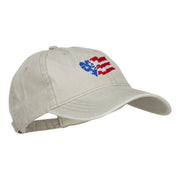 Wave Heart USA Flag Embroidered Washed Cap