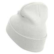 Holding Hand Daddy Embroidered 12 Inch Long Knitted Beanie - White OSFM