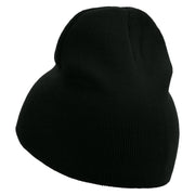 Lucky Thirteen Embroidered 8 inch Acrylic Short beanie - Black OSFM