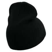 Lucky Thirteen Embroidered 8 inch Acrylic Short beanie - Black OSFM