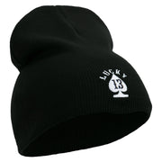 Lucky Thirteen Embroidered 8 inch Acrylic Short beanie - Black OSFM