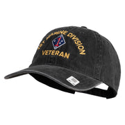 1st Marine Division Veteran Embroidered Washed Solid Pigment Dyed Cotton Twill Brass Buckle Cap - Black OSFM