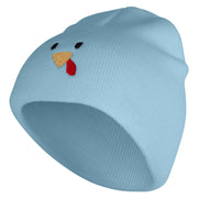 Turkey Face Embroidered 8 inch Acrylic Short Blank Beanie - Lt-Blue OSFM