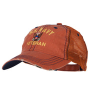 US Navy Veteran Military Embroidered Low Cotton Mesh Cap