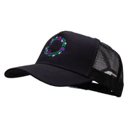 Purple Wreath Five Panels Pro Style Trucker Mesh Cap - Black OSFM