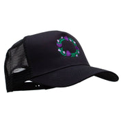 Purple Wreath Five Panels Pro Style Trucker Mesh Cap - Black OSFM