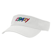 Crazy Embroidered Pro Style Cotton Twill Washed Visor - White OSFM