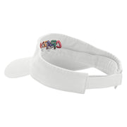 Crazy Embroidered Pro Style Cotton Twill Washed Visor - White OSFM